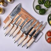 Luminaria Series VG 10 Steel 8 Piece Handmade Damascus Chef Set -Kitchen Set