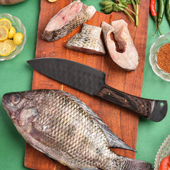 Obsidian Series 5 Piece Hand-Made Damascus Chef Set