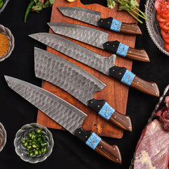 Elementum Series 5 Piece Hand Made Damascus Chef Set