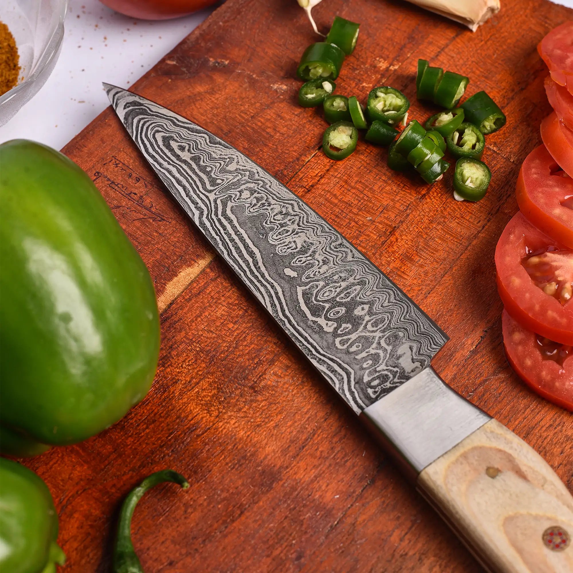 Mirage Series 5 Piece Hand-Made Damascus Chef Set